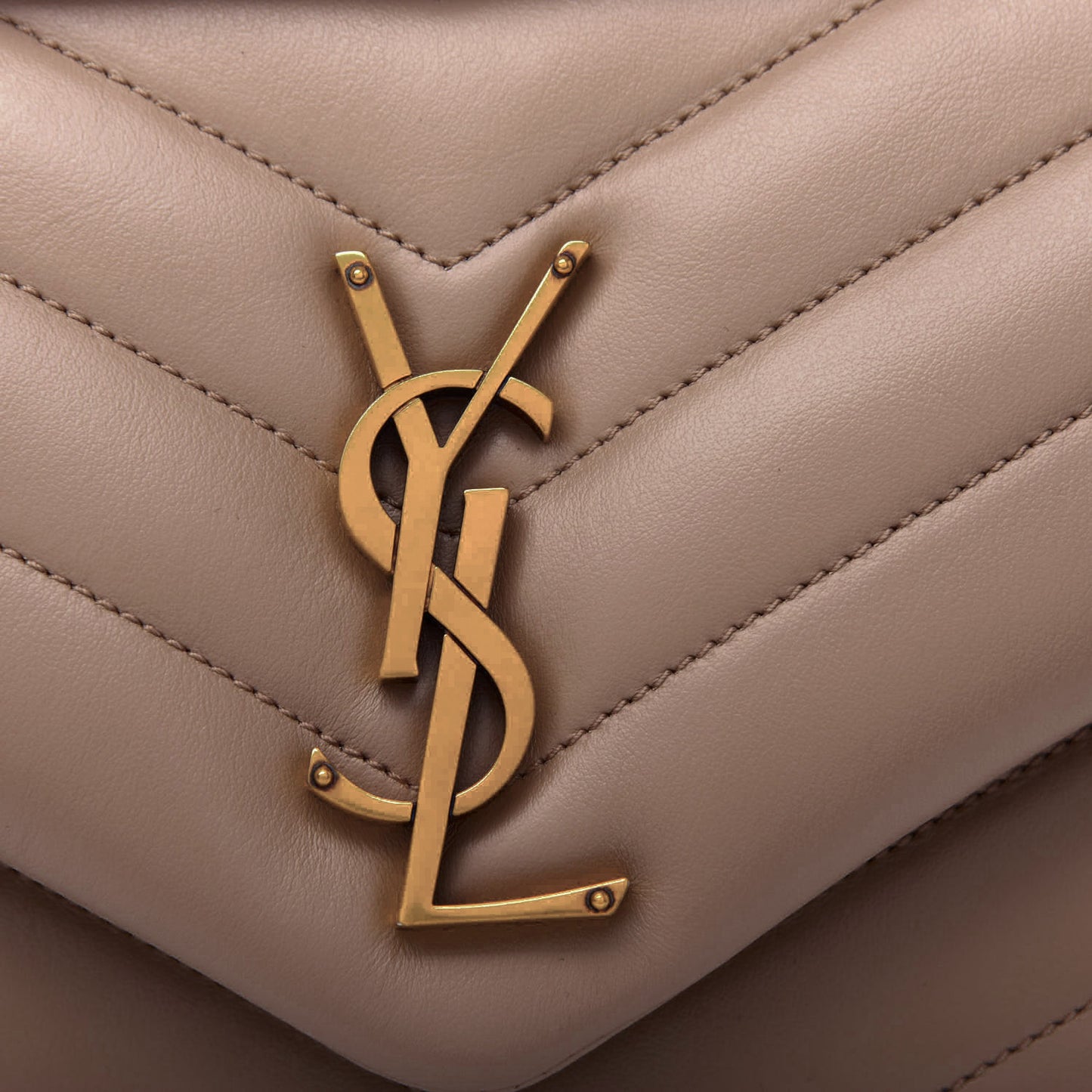 Calfskin Y Quilted Monogram Medium Loulou Chain Satchel Dark Beige