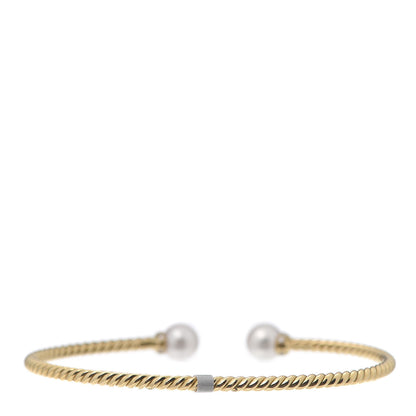 David Yurman 18K Yellow Gold Diamond Pearl 7mm Solari Bracelet 3 of 4
