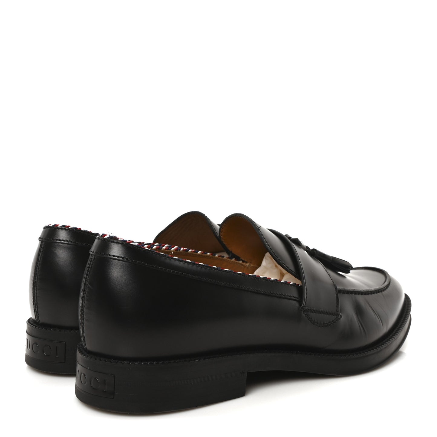 Calfskin Sylvie Web Tassel Mens Loafers 9 Black