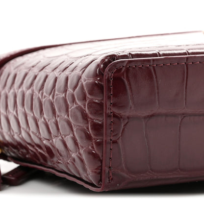 Chanel Calfskin Crocodile Embossed Crococo Exoticoco Vanity With Chain Dark Burgundy 9 of 11