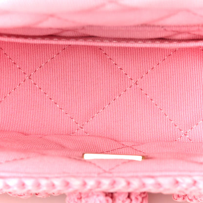 Chanel Raffia Small Dolce Raffia Flap Bag Pink 5 of 13