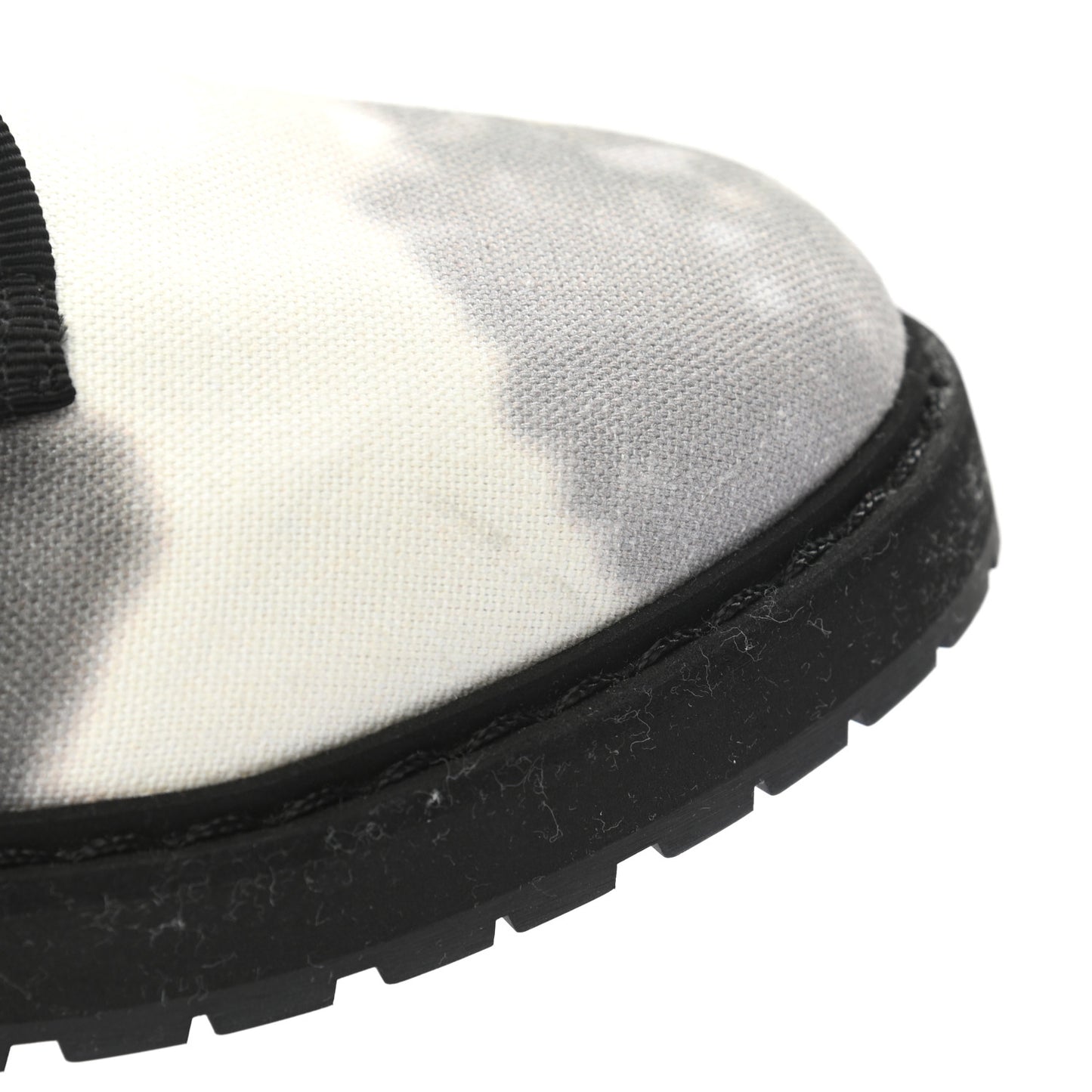 Canvas Floral Print Logo Bi-Color Womens Biker Boots 35.5 White Black