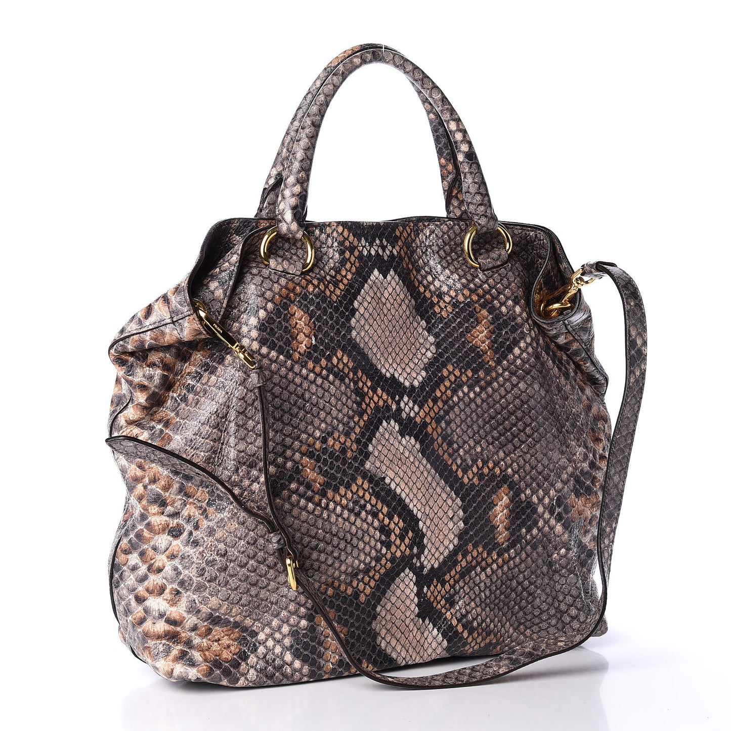 Cervo Lux Snakeskin Print Shopping Bag Naturale