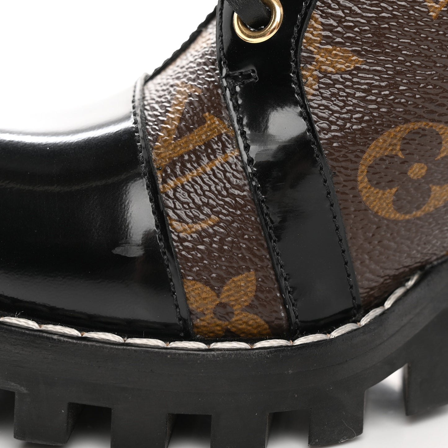 Patent Calfskin Monogram Star Trail Ankle Boots 36.5 Black
