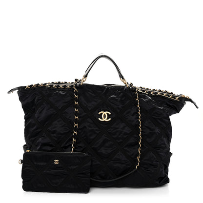 Chanel Nylon Grosgrain Quilted Maxi Lifestyle Bowling Black 1 of 11