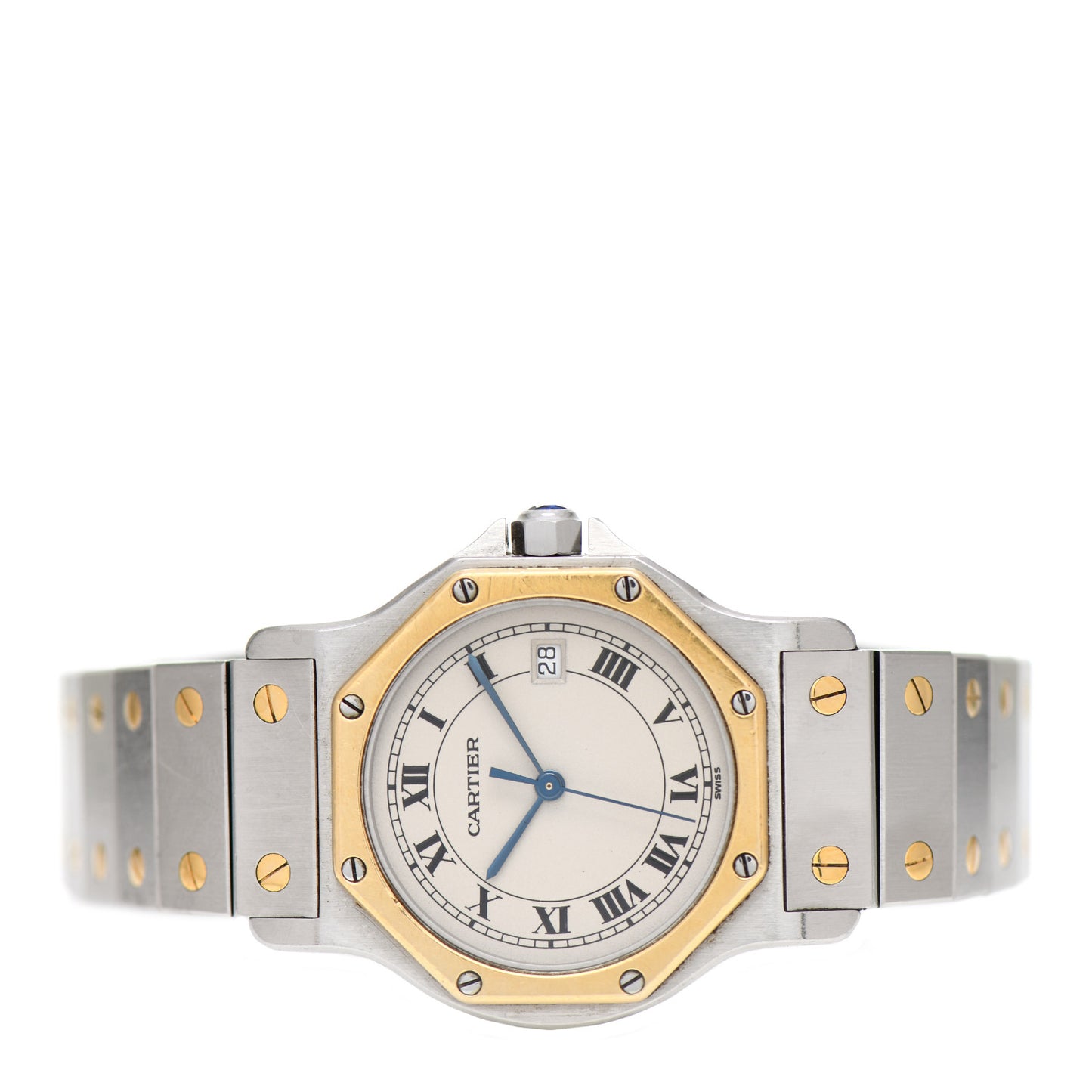 Stainless Steel 18K Yellow Gold 29mm Santos Octagon Quartz Watch
