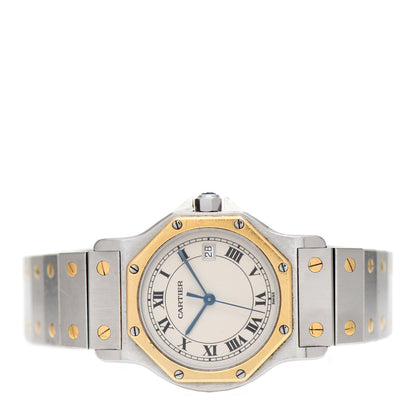 Cartier Stainless Steel 18K Yellow Gold 29mm Santos Octagon Quartz Watch 2 of 5