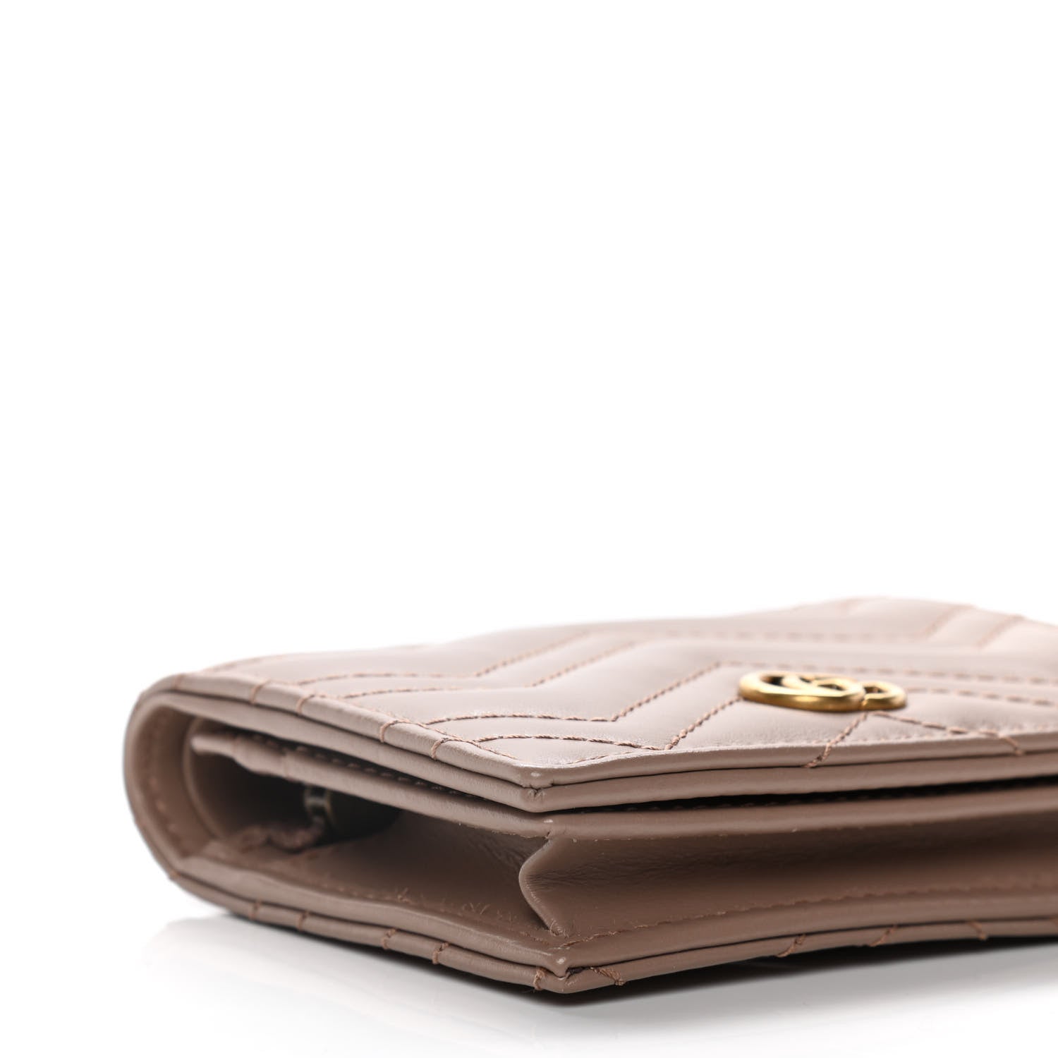 Gucci Calfskin Matelasse GG Marmont Card Case Wallet Porcelain Rose 8 of 11
