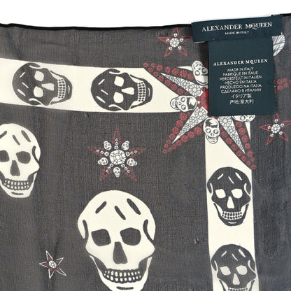 Alexander McQueen Silk Chiffon Star Skull Scarf Black Ivory 3 of 3