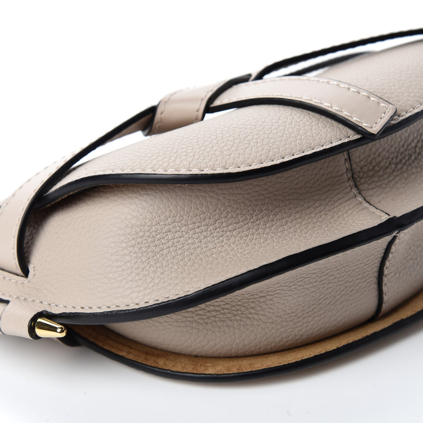 Grained Calfskin Mini Gate Crossbody Bag Light Oat