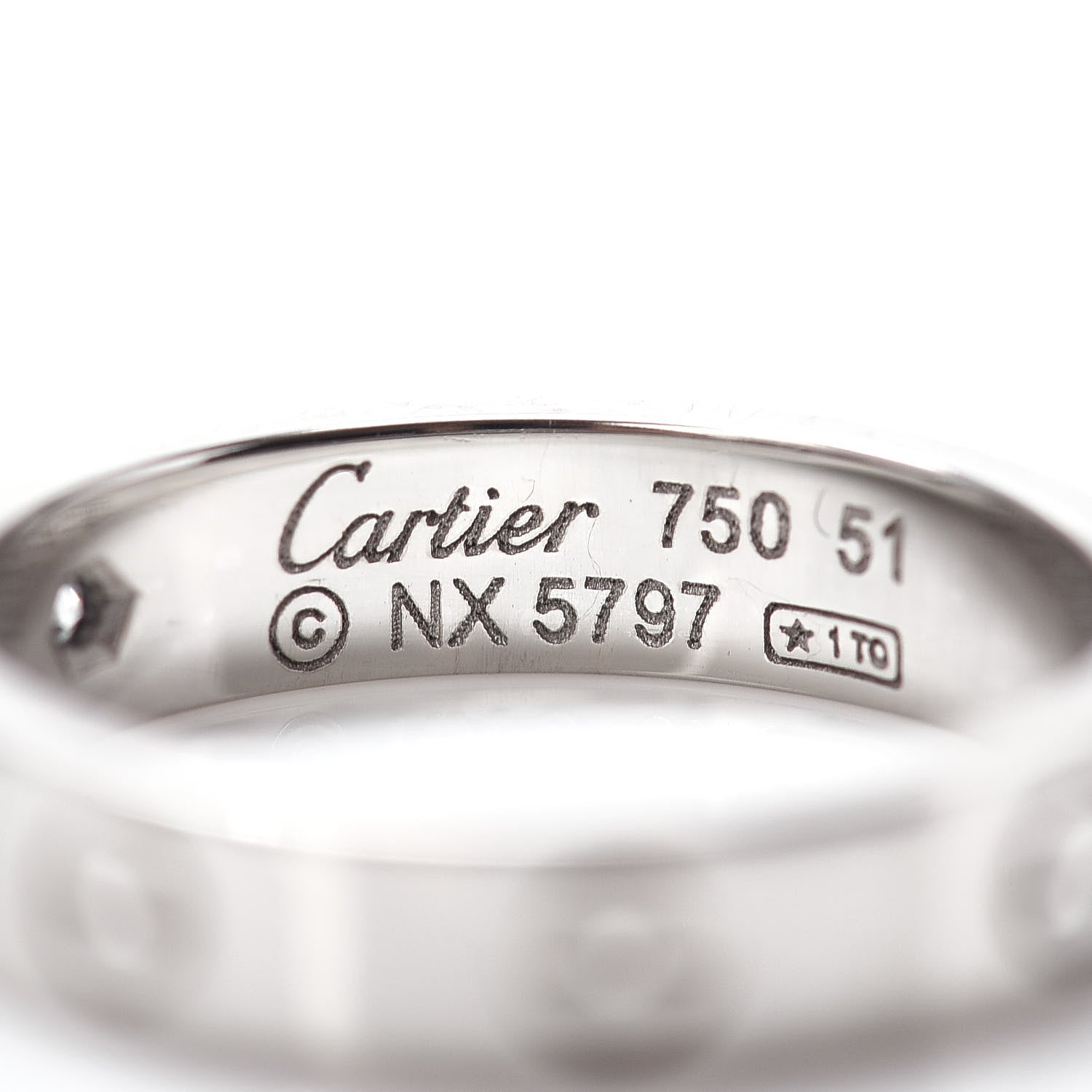 Cartier 18K White Gold Diamond 4mm LOVE Wedding Band Ring 51 5.75 4 of 4