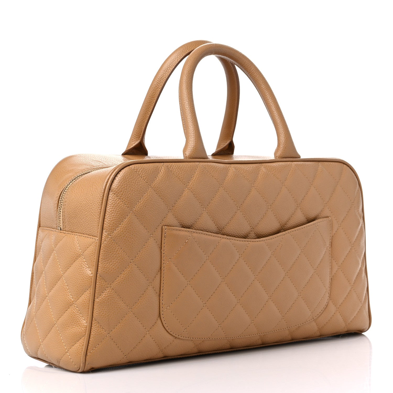 Chanel Caviar Quilted Large Bowler Bag Beige 4 of 14