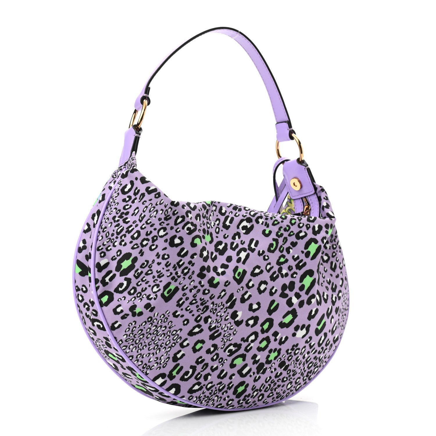 Versace Nylon Calfskin Barocco Mosaic Print Hobo Bag Jacaranda Multicolor 3 of 9