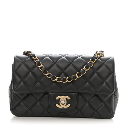 Chanel Lambskin Quilted Mini Rectangular Flap Black 1 of 8