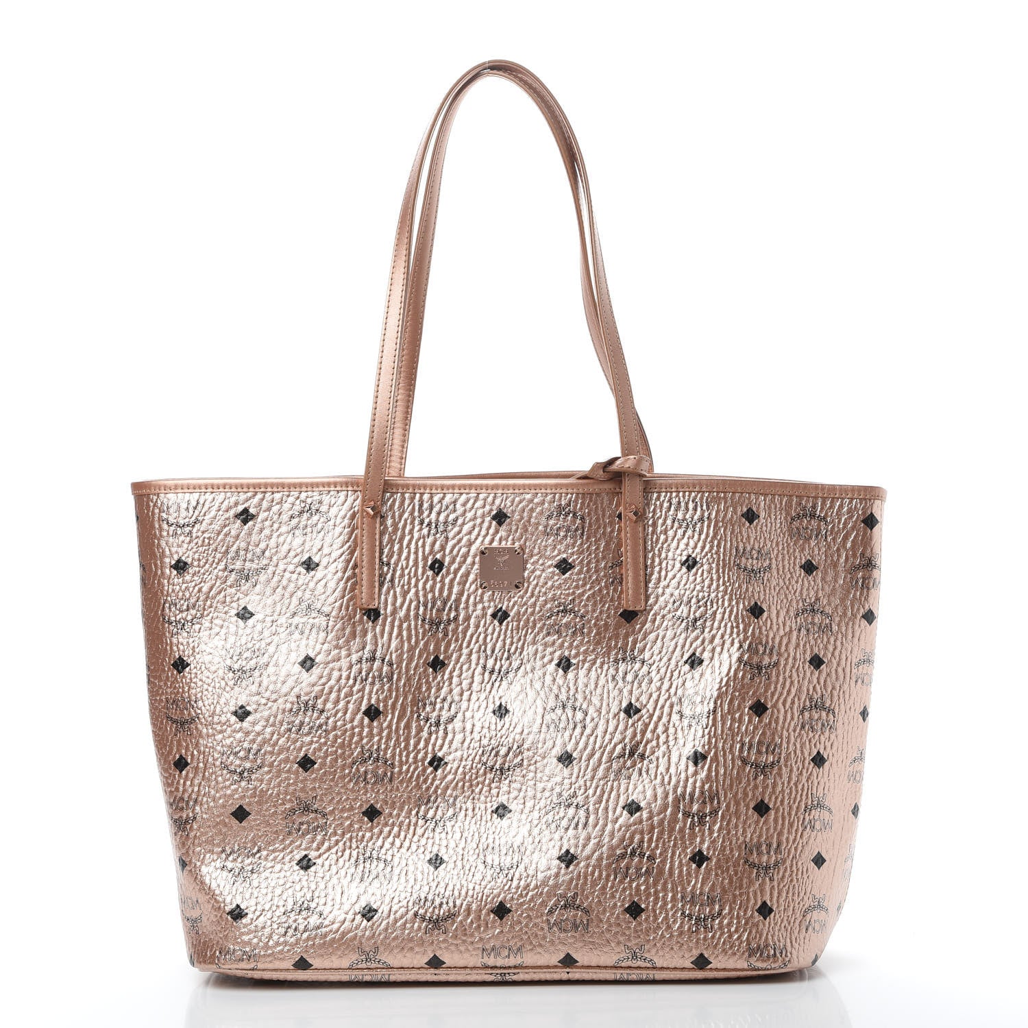 MCM Metallic Visetos Medium Reversible Shopper Tote Champagne Gold 4 of 18