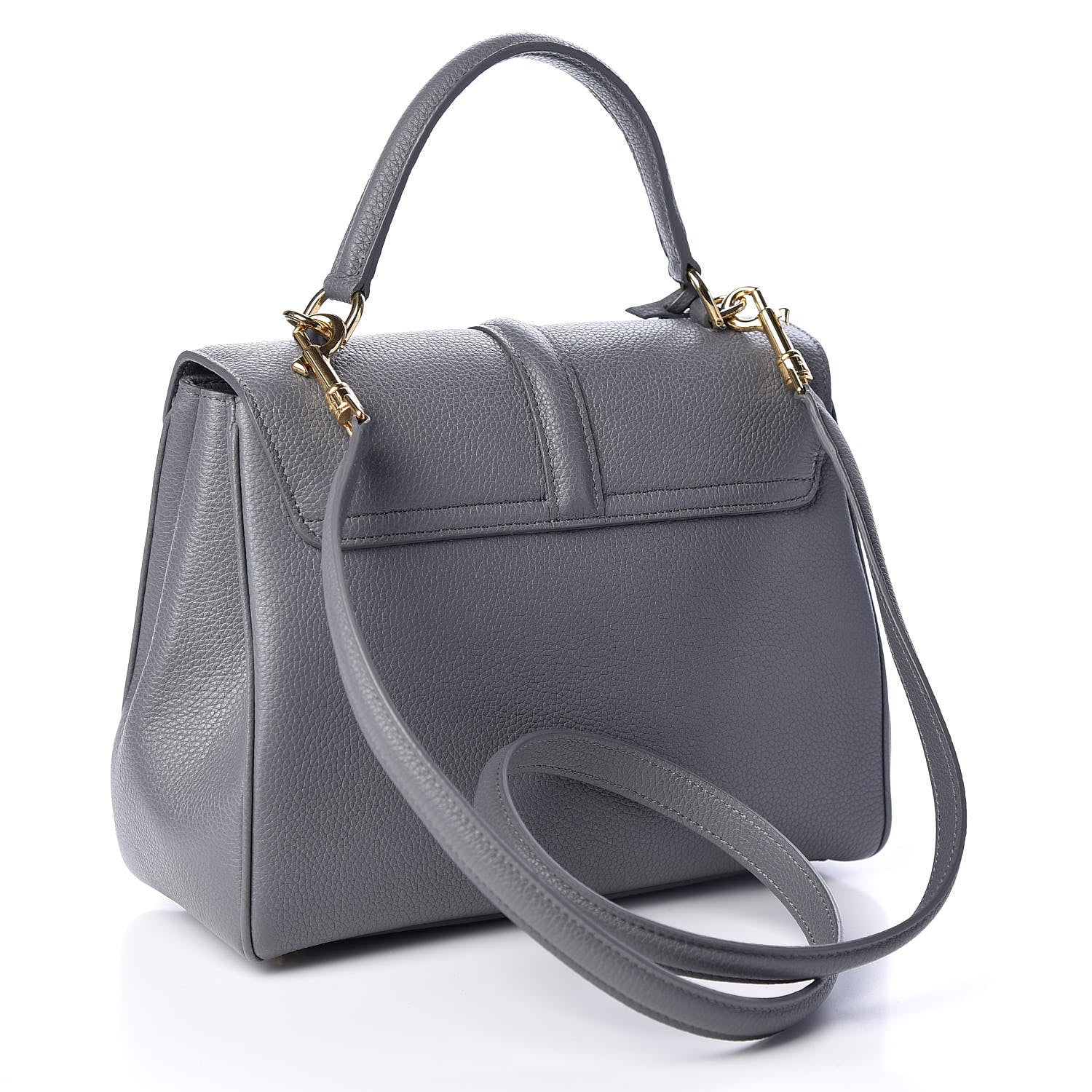 Celine Grained Calfskin Small 16 Top Handle Bag Medium Grey 2 of 9