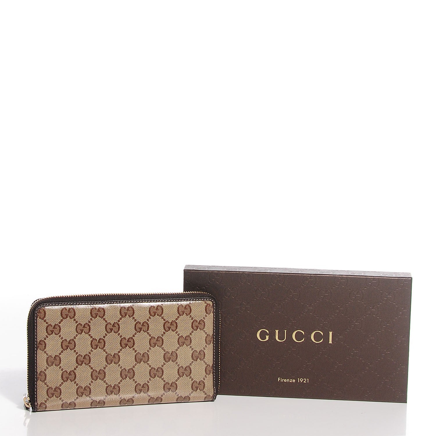 Gucci Crystal Monogram Zip Around Travel Wallet Beige Brown 8 of 8