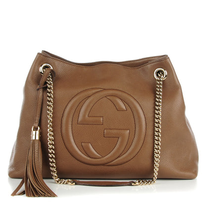 Gucci Pebbled Calfskin Medium Soho Chain Shoulder Bag Maple Brown 1 of 7