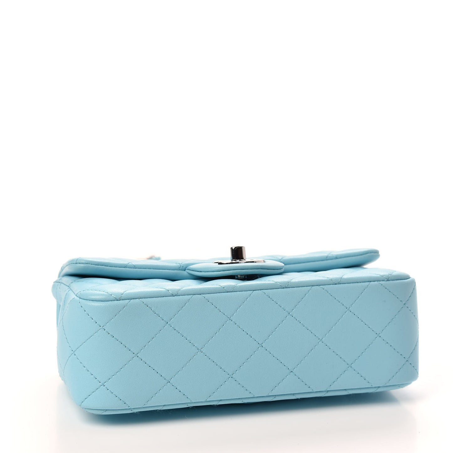 Lambskin Quilted Mini Rectangular Flap Neon Blue