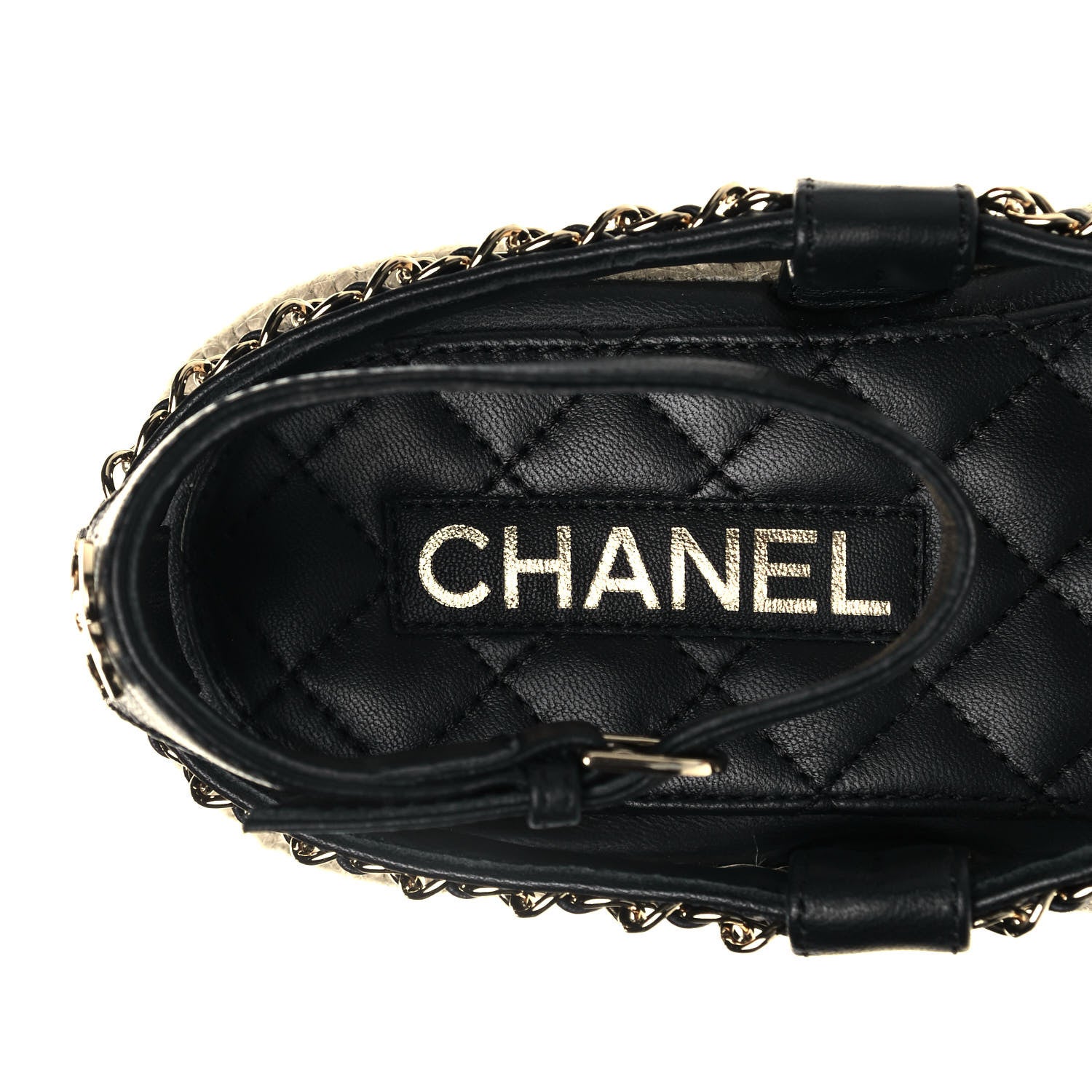 Chanel Lambskin Chain CC Thong Espadrille Sandals 37 Black 7 of 11