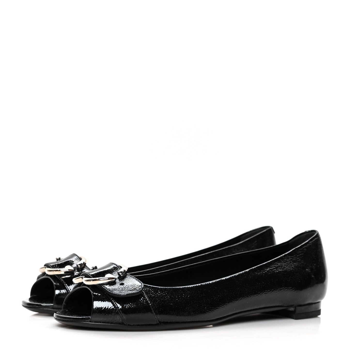 Patent Interlocking G Salandia Peep Toe Flats 39 Black