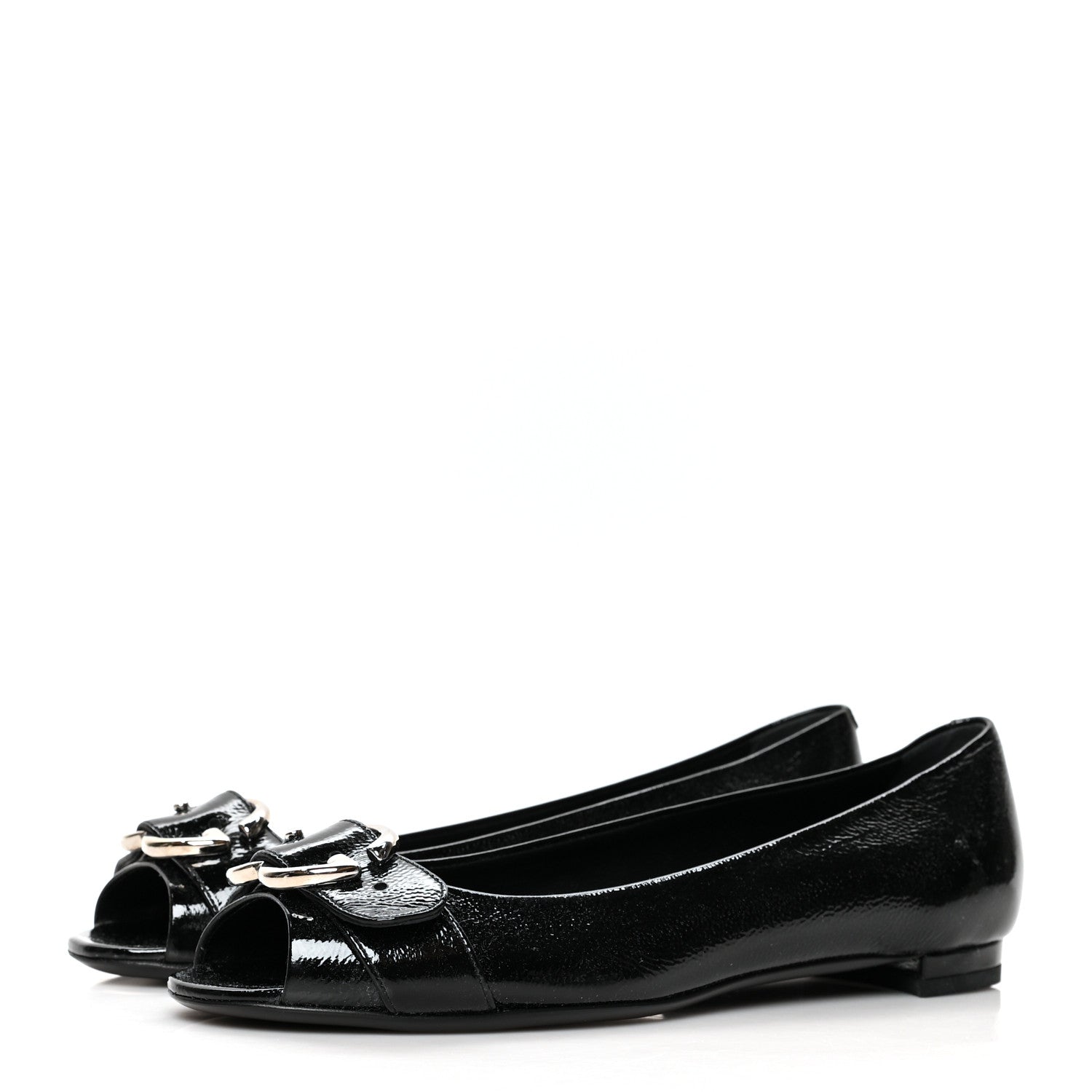 Gucci Patent Interlocking G Salandia Peep Toe Flats 39 Black 3 of 8