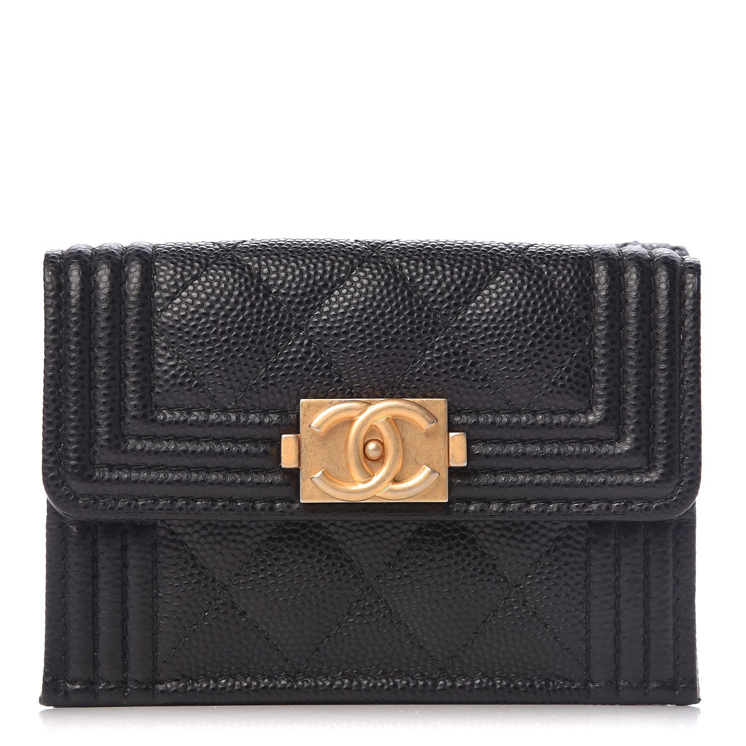 Chanel Caviar Quilted Small Boy Flap Wallet Black 1 of 7