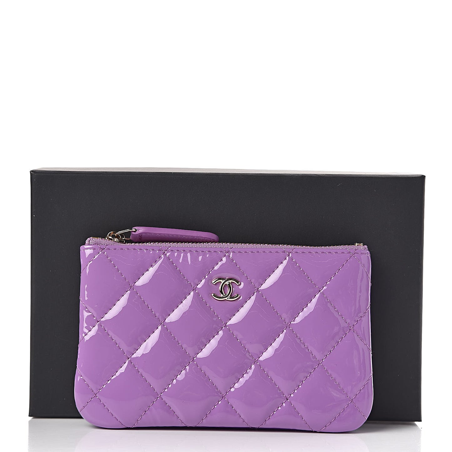 Patent Quilted Small Cosmetic Case Purple