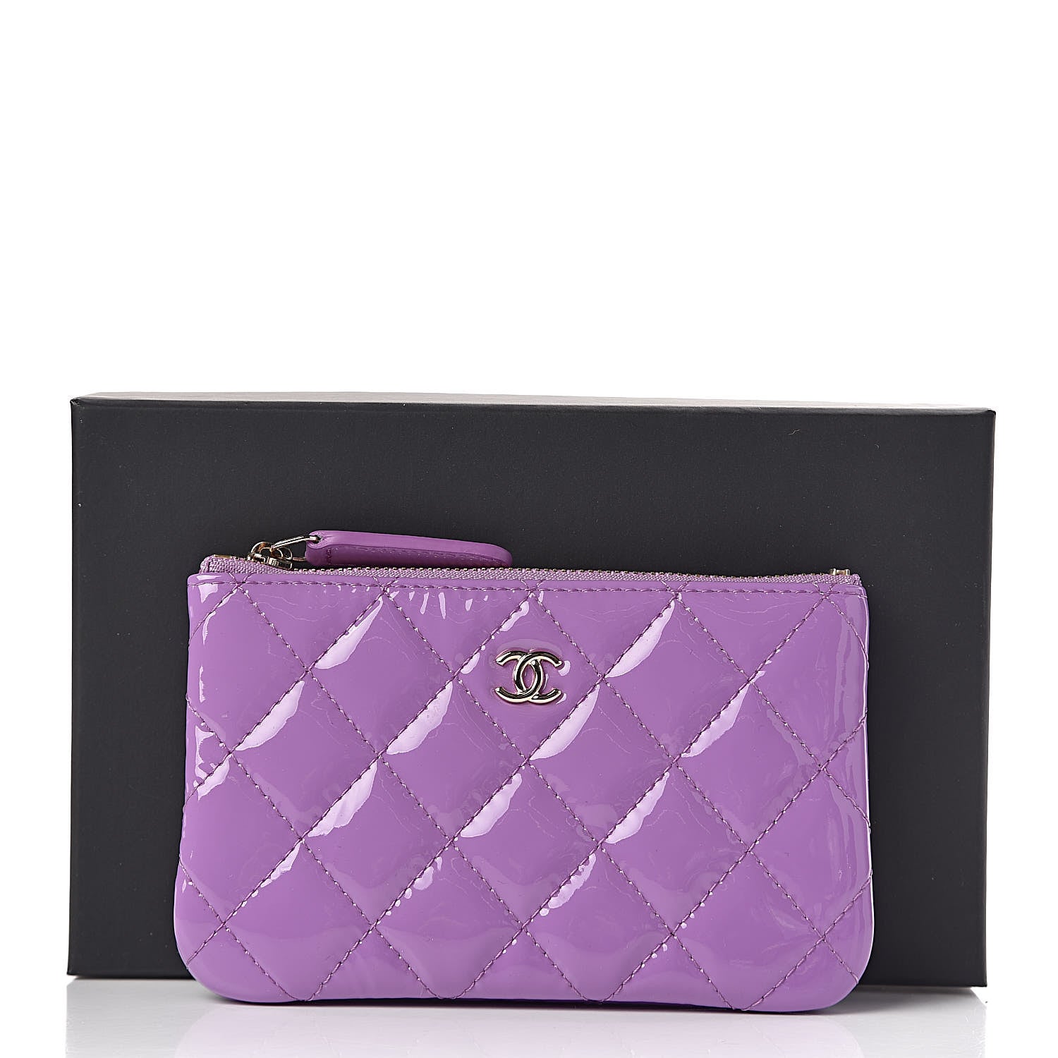 Chanel Patent Quilted Small Cosmetic Case Purple 8 of 8