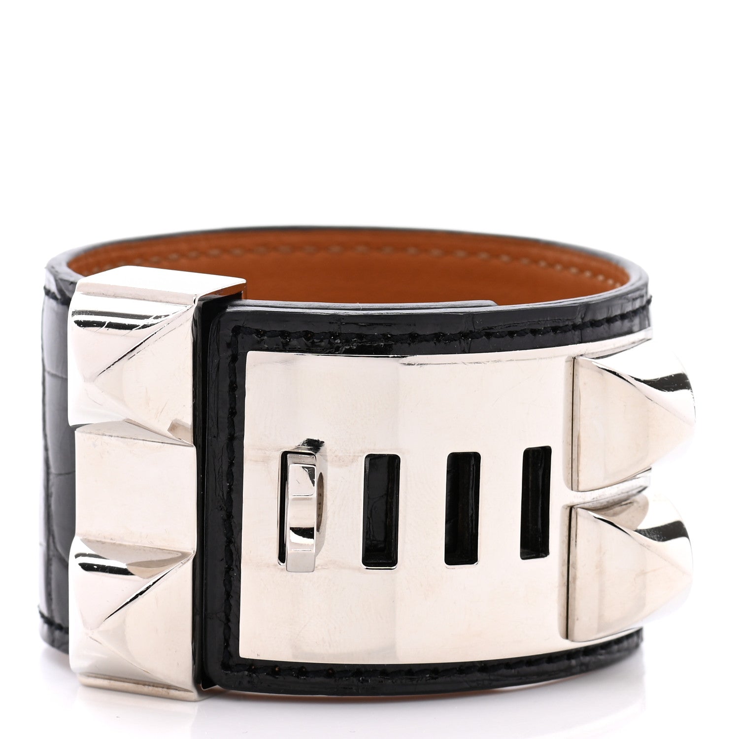 Hermes Shiny Alligator Collier de Chien CDC Bracelet S Black 3 of 6