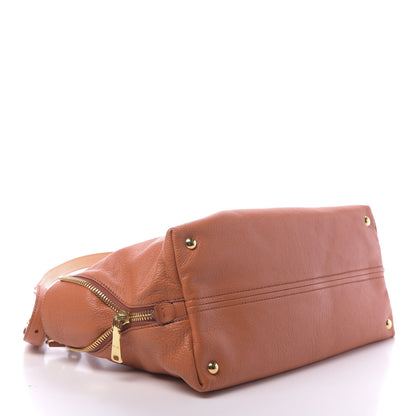 Miu Miu Goatskin Madras Zip Tote Papaya 4 of 10