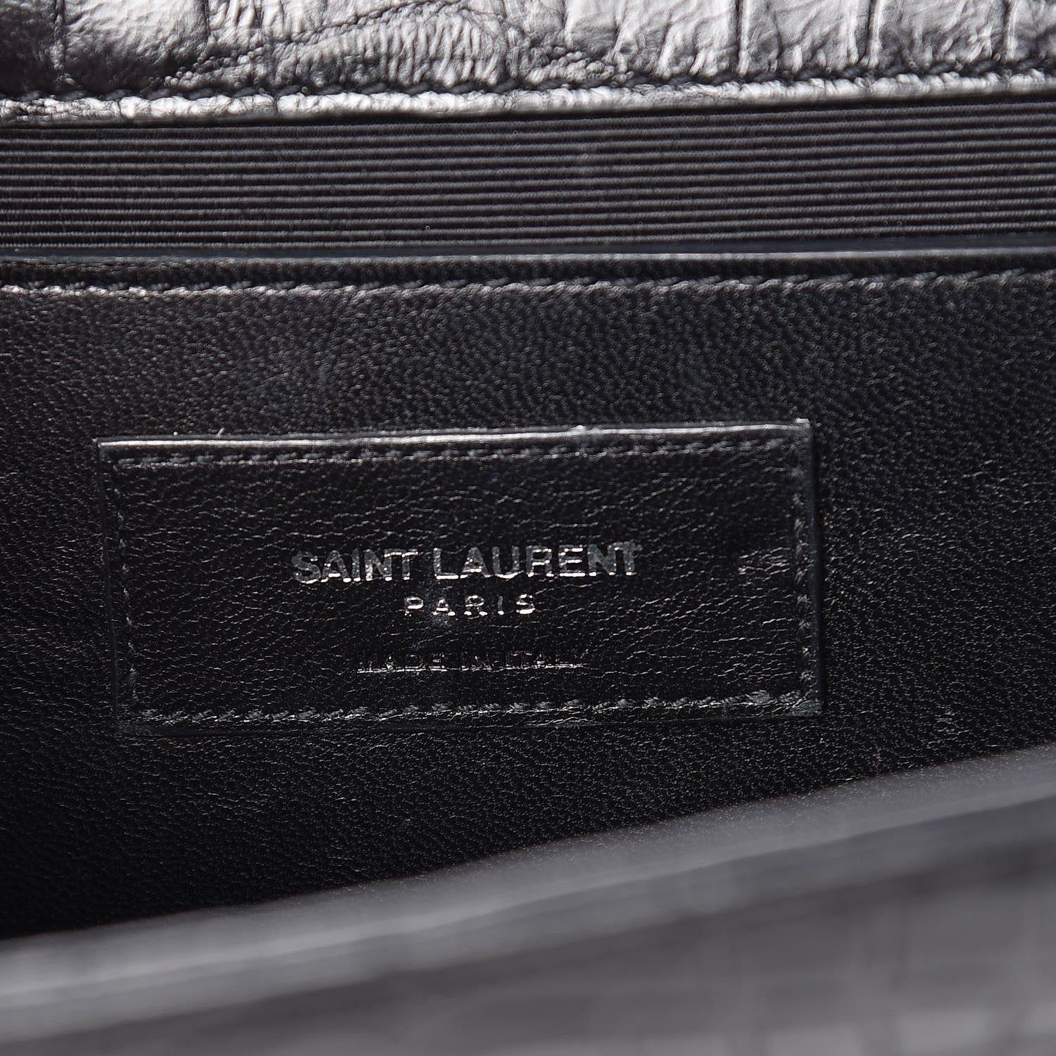 Saint Laurent Calfskin Crocodile Embossed Medium Classic Monogram Kate Tassel Satchel Black 8 of 11