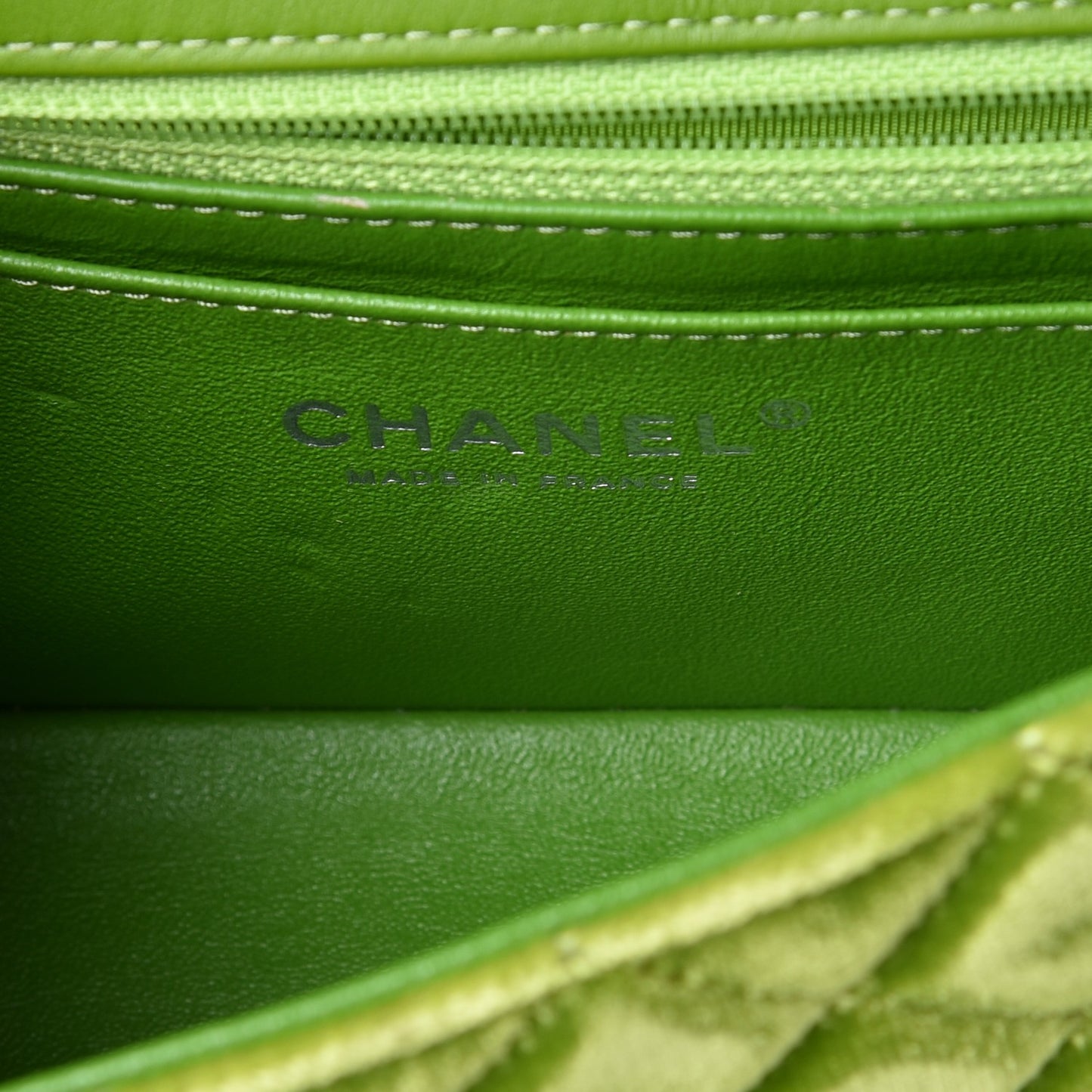 Velvet Quilted Mini Rectangular Flap Green