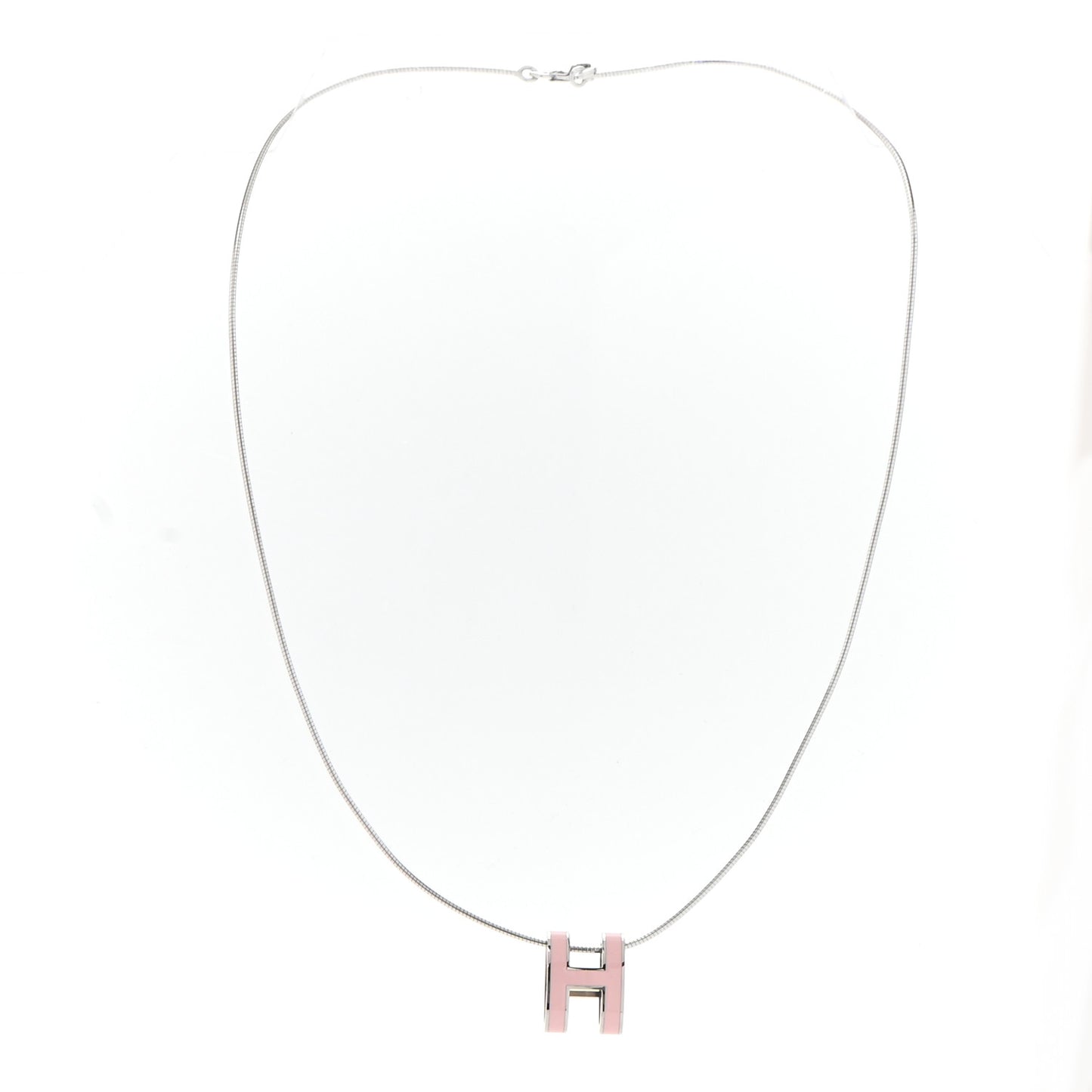 Lacquered Palladium Pop H Pendant Necklace Rose Dragee