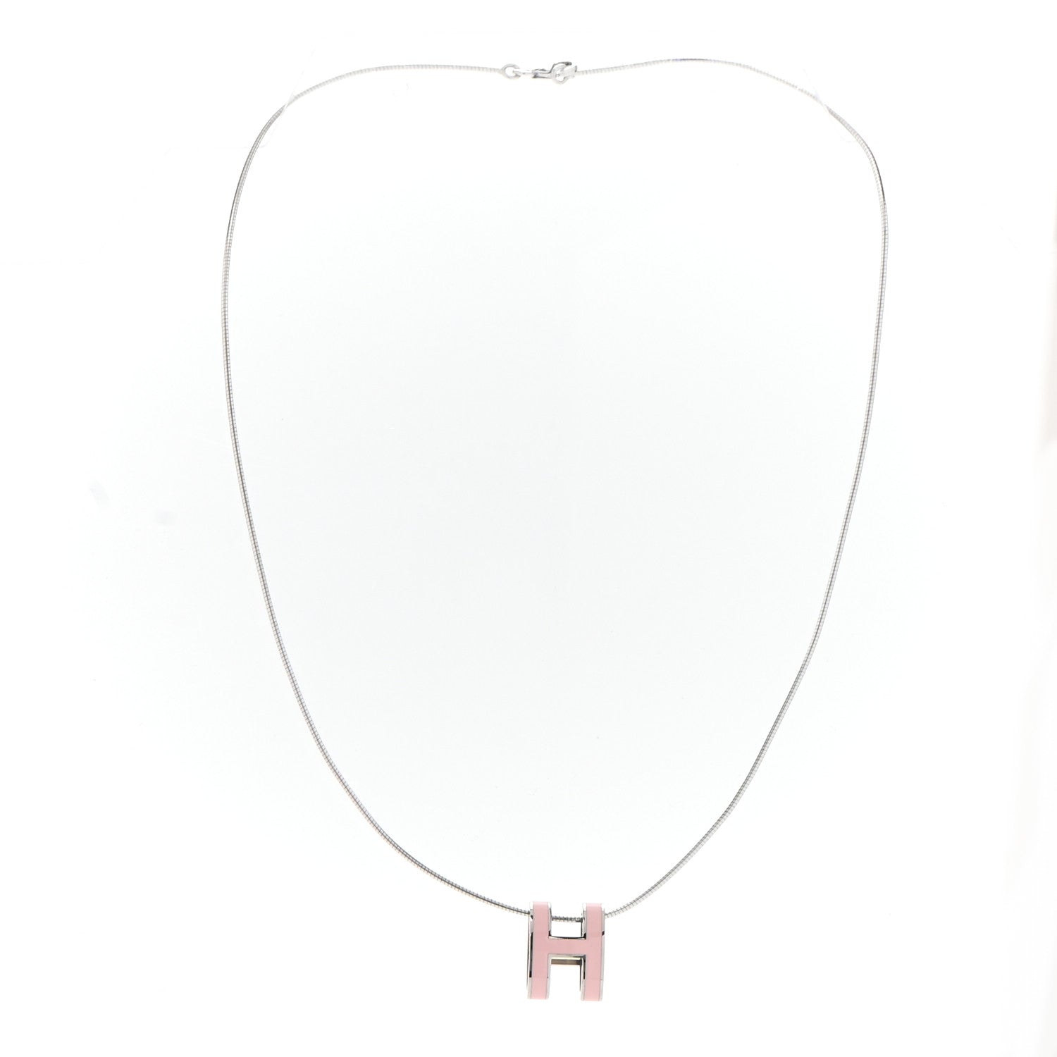 Hermes Lacquered Palladium Pop H Pendant Necklace Rose Dragee 2 of 5
