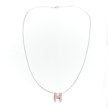 Hermes Lacquered Palladium Pop H Pendant Necklace Rose Dragee 2 of 5