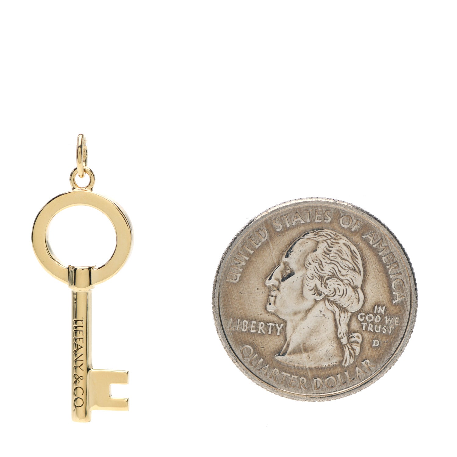 Tiffany 18K Yellow Gold Modern Keys Open Round Key Pendant 2 of 3