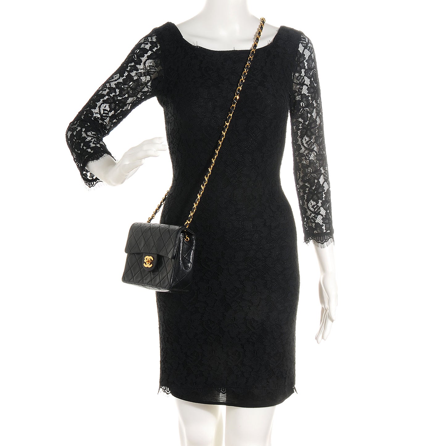 Lambskin Quilted Mini Square Flap Black