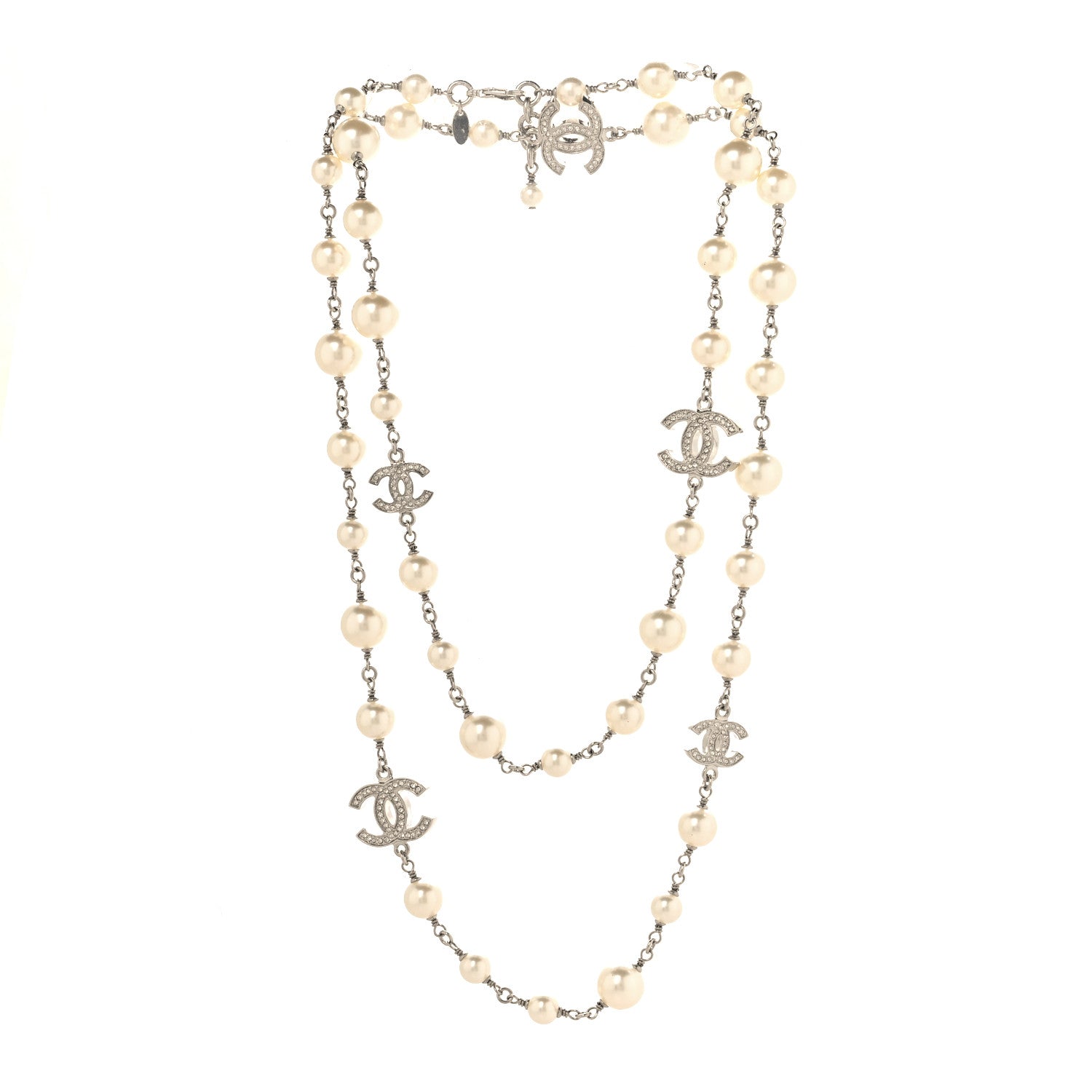 Chanel Pearl Multistrand CC Long Necklace Pearly White 3 of 4