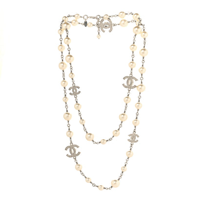 Chanel Pearl Multistrand CC Long Necklace Pearly White 3 of 4