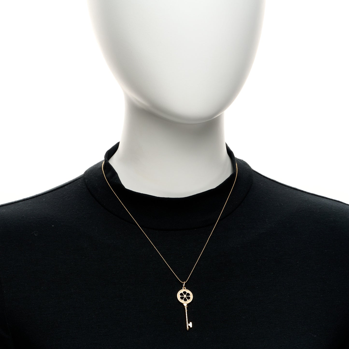 18K Rose Gold Diamond Small Daisy Key Pendant Necklace