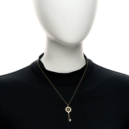 Tiffany 18K Rose Gold Diamond Small Daisy Key Pendant Necklace 2 of 6