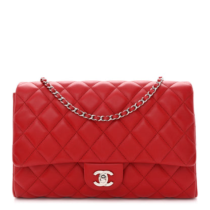 Chanel Lambskin Quilted Flap Clutch Red 1 of 11