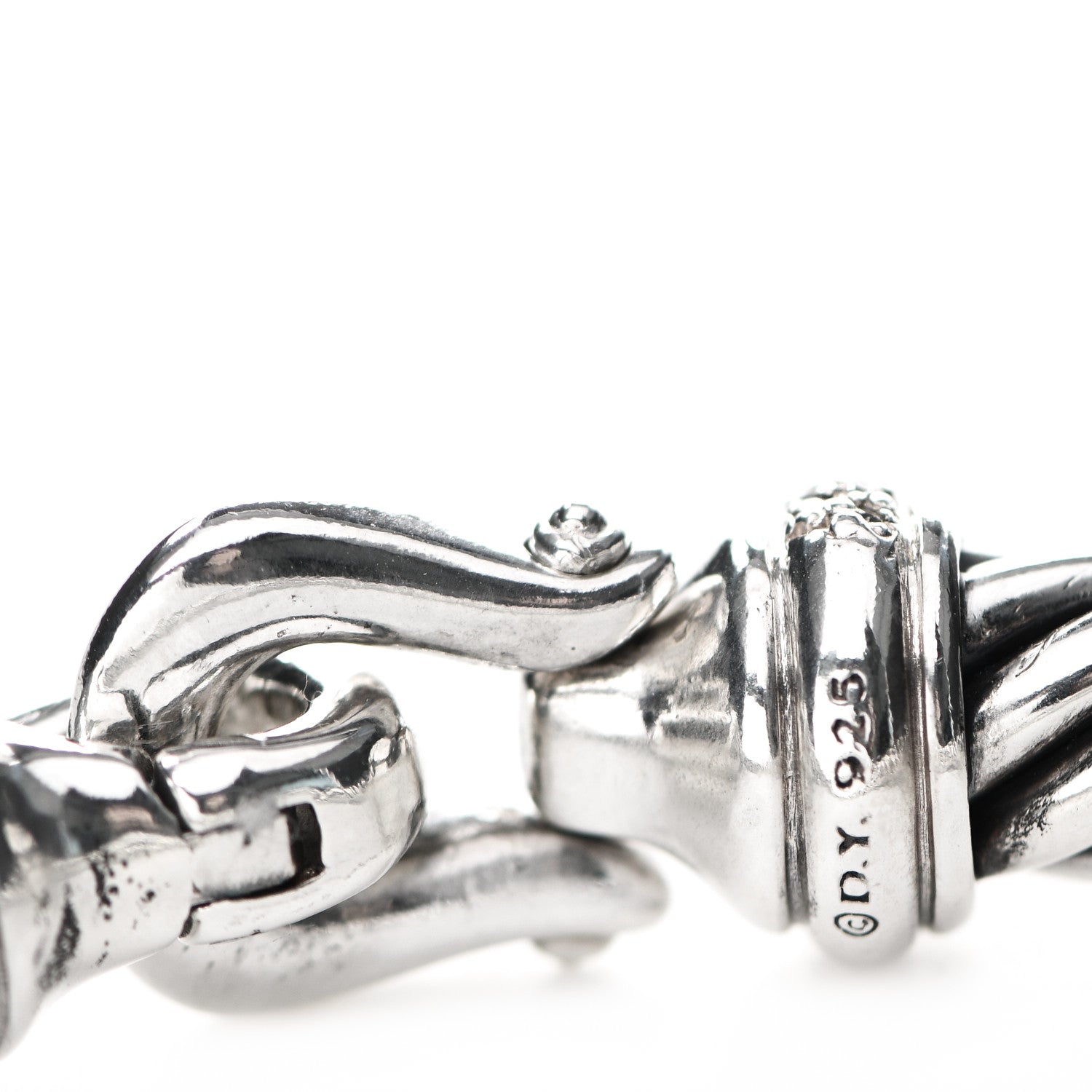 David Yurman Sterling Silver Diamond 8.5mm Cable Buckle Bracelet 3 of 3