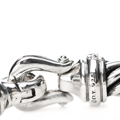 David Yurman Sterling Silver Diamond 8.5mm Cable Buckle Bracelet 3 of 3