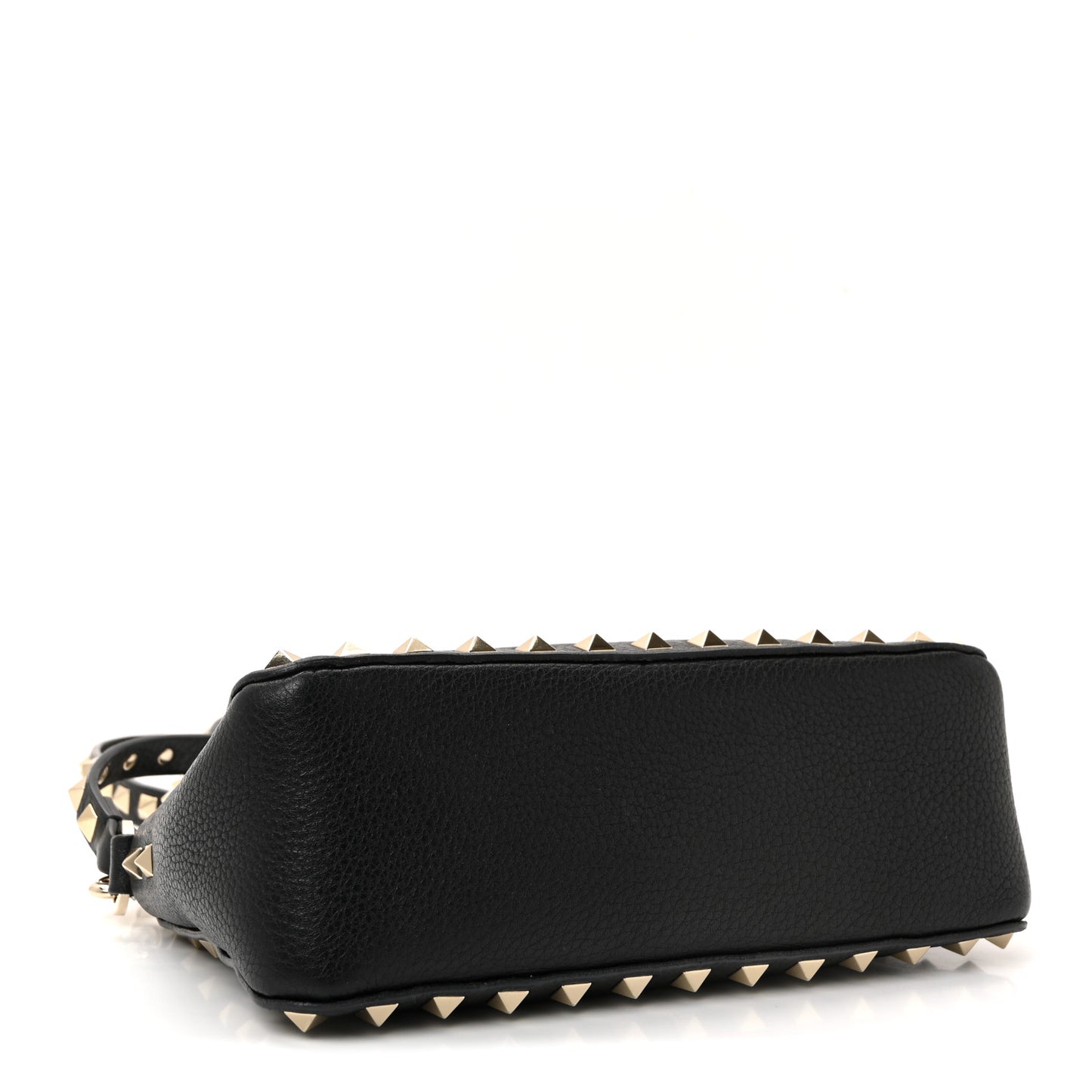 Pebbled Calfskin Small Rockstud Flip Lock Shoulder Bag Black