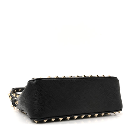 Valentino Garavani Pebbled Calfskin Small Rockstud Flip Lock Shoulder Bag Black 4 of 9