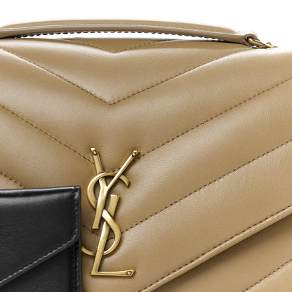 Saint Laurent Lambskin Chevron Quilted Medium Loulou Tan 11 of 13