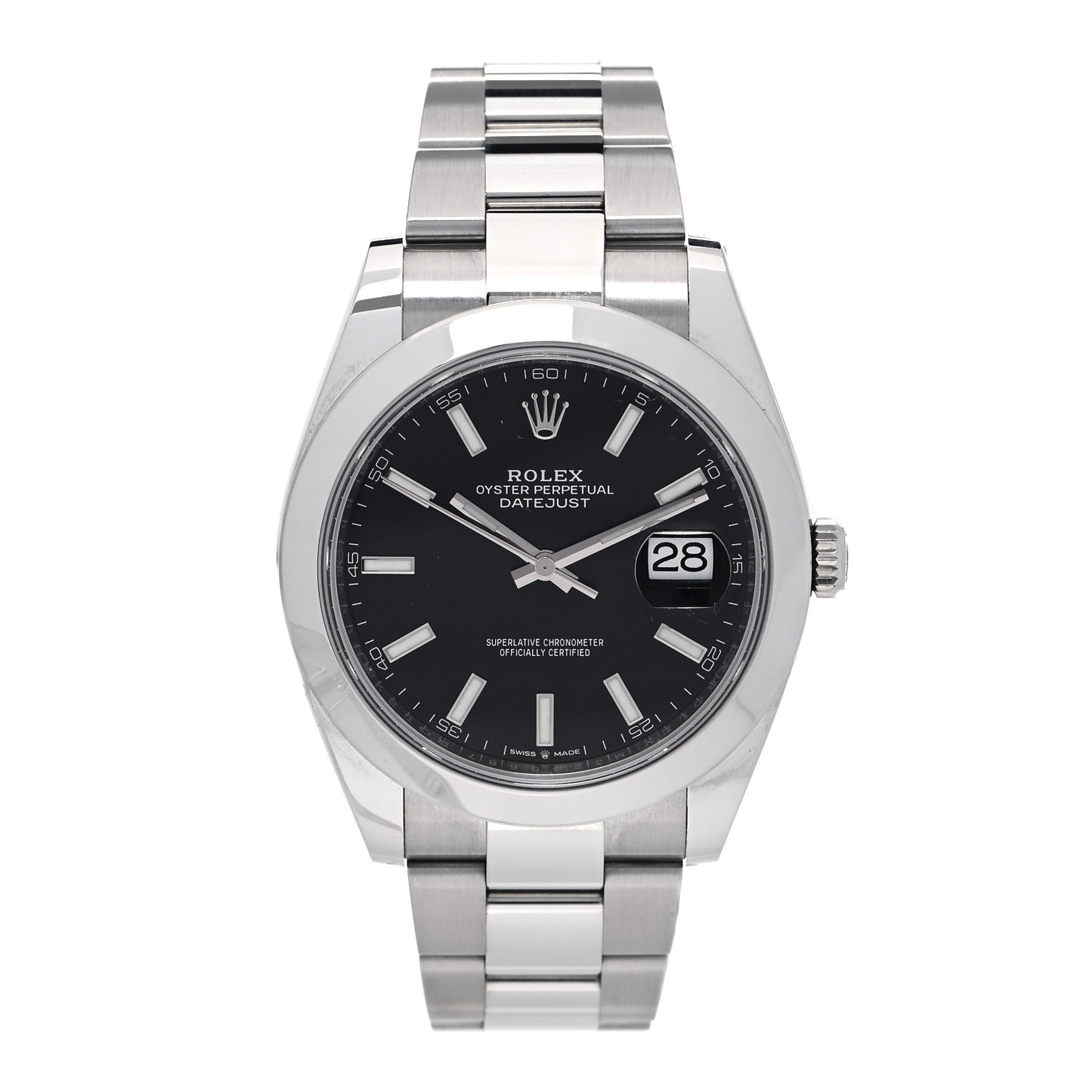 Stainless Steel 41mm Oyster Perpetual Datejust Watch Black 126300