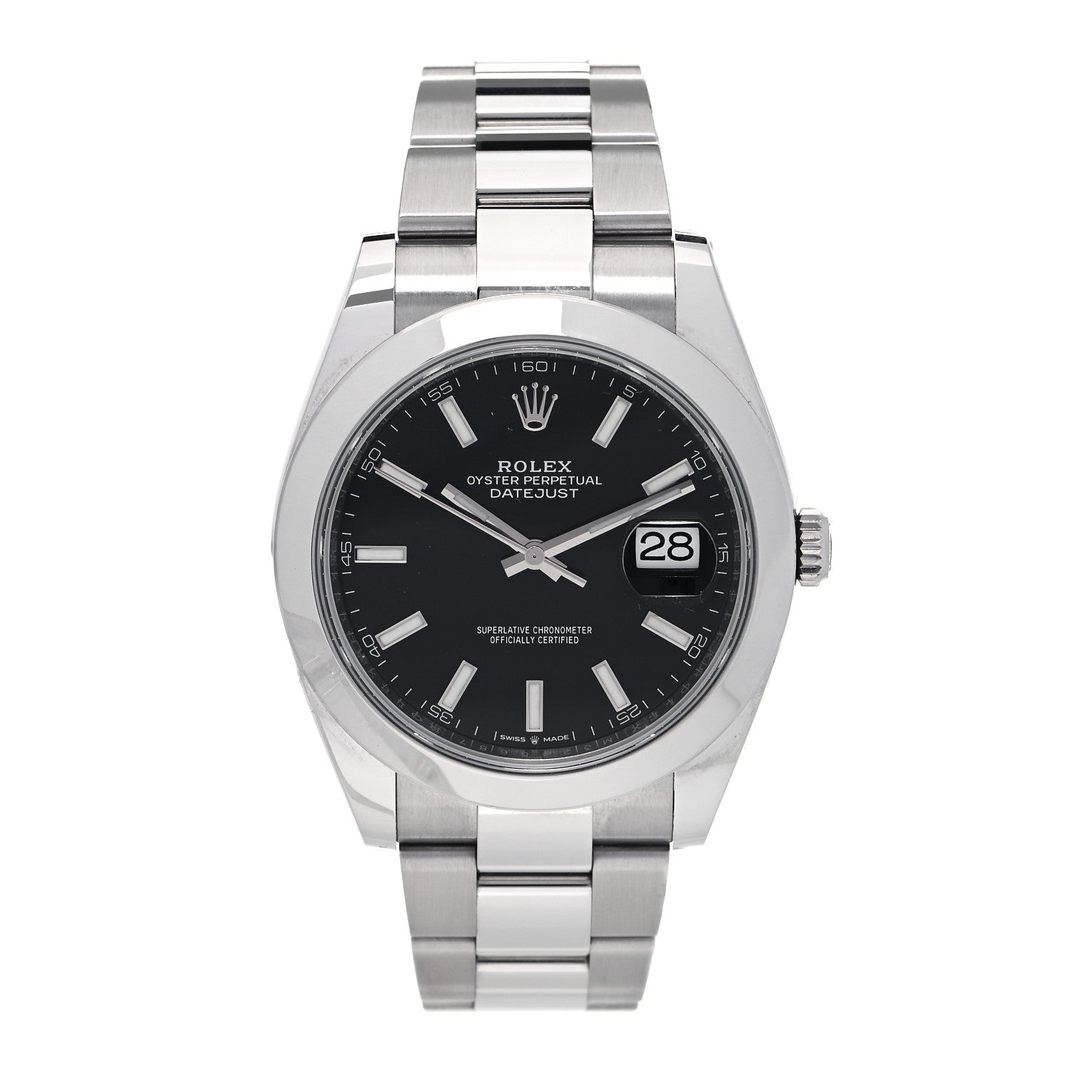 Rolex Stainless Steel 41mm Oyster Perpetual Datejust Watch Black 126300 1 of 7